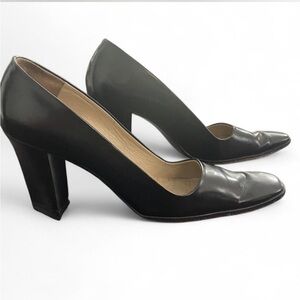 Vintage Serpui Marie Black Leather Pumps Square Toe. Size 8